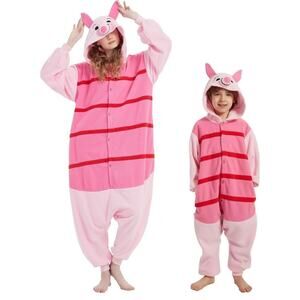 SWEETXIN Adult Kid Unisex 1pc Pajama Halloween Sleepwear Jumpsuit Large